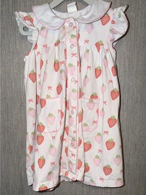 Toddle Girls Strawberry Print Pink Dress